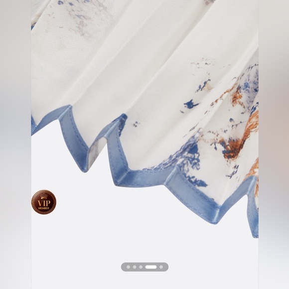 NWT Fehaute White Pleated Chiffon V Neck Long Sleeve A-Line Maxi Dress Sz 10 - Picture 7 of 13